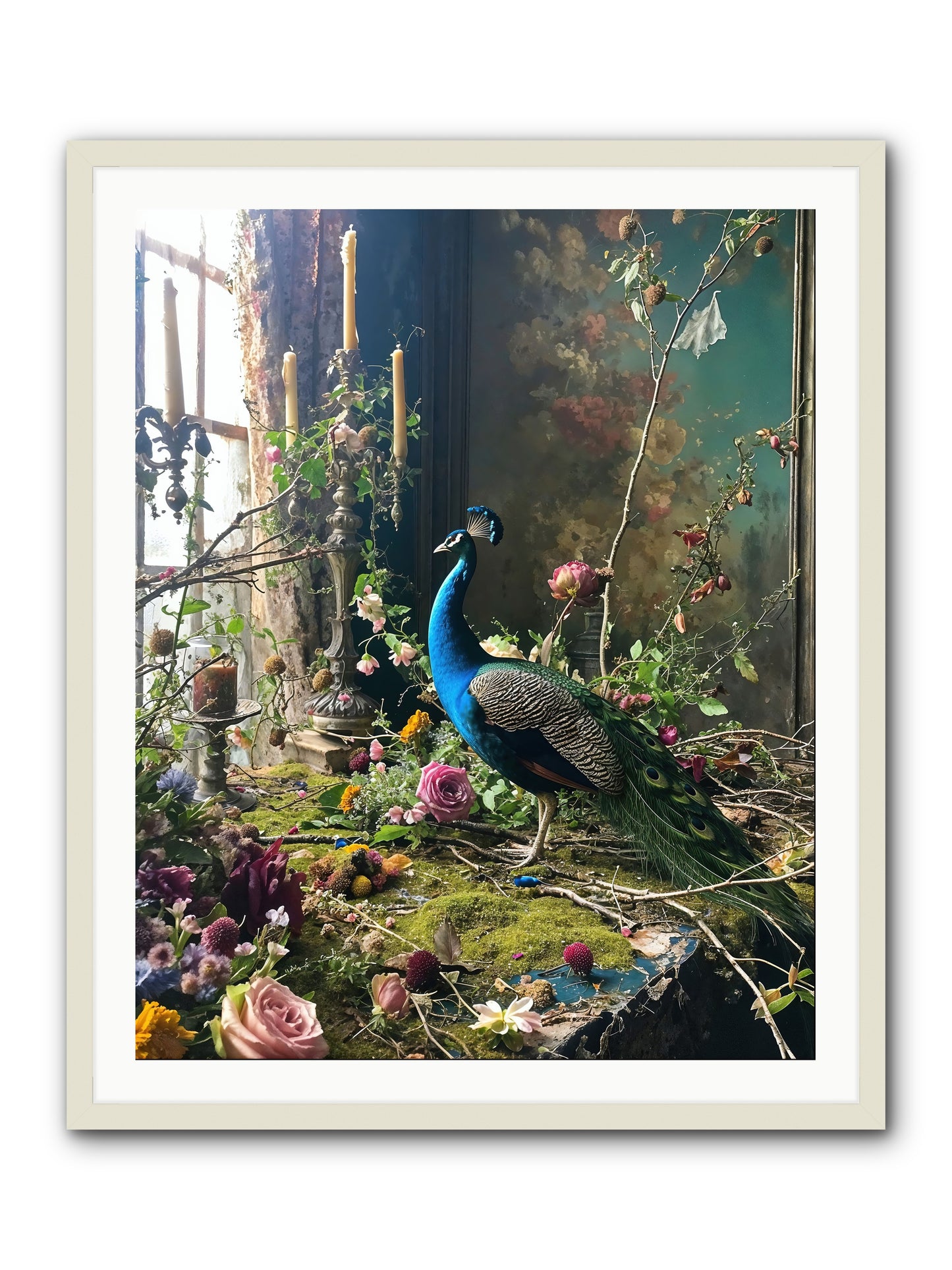 Siren Of The Gardens -- Framed Print - White 32x40
