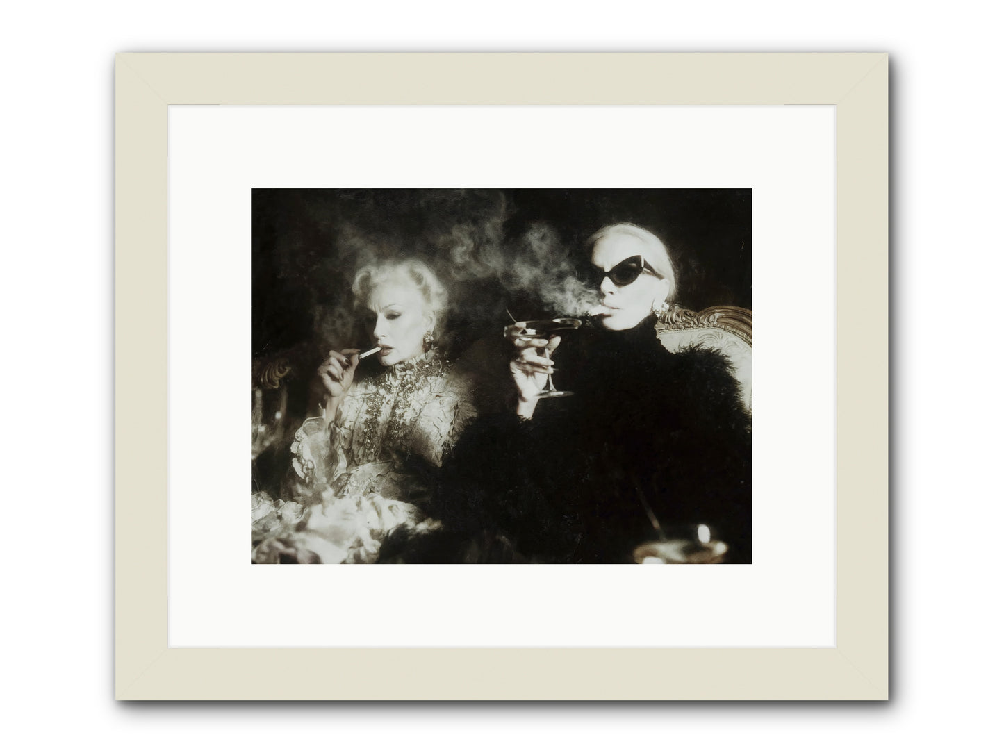 Smoke and Sequins -- Framed Print - White 12x9