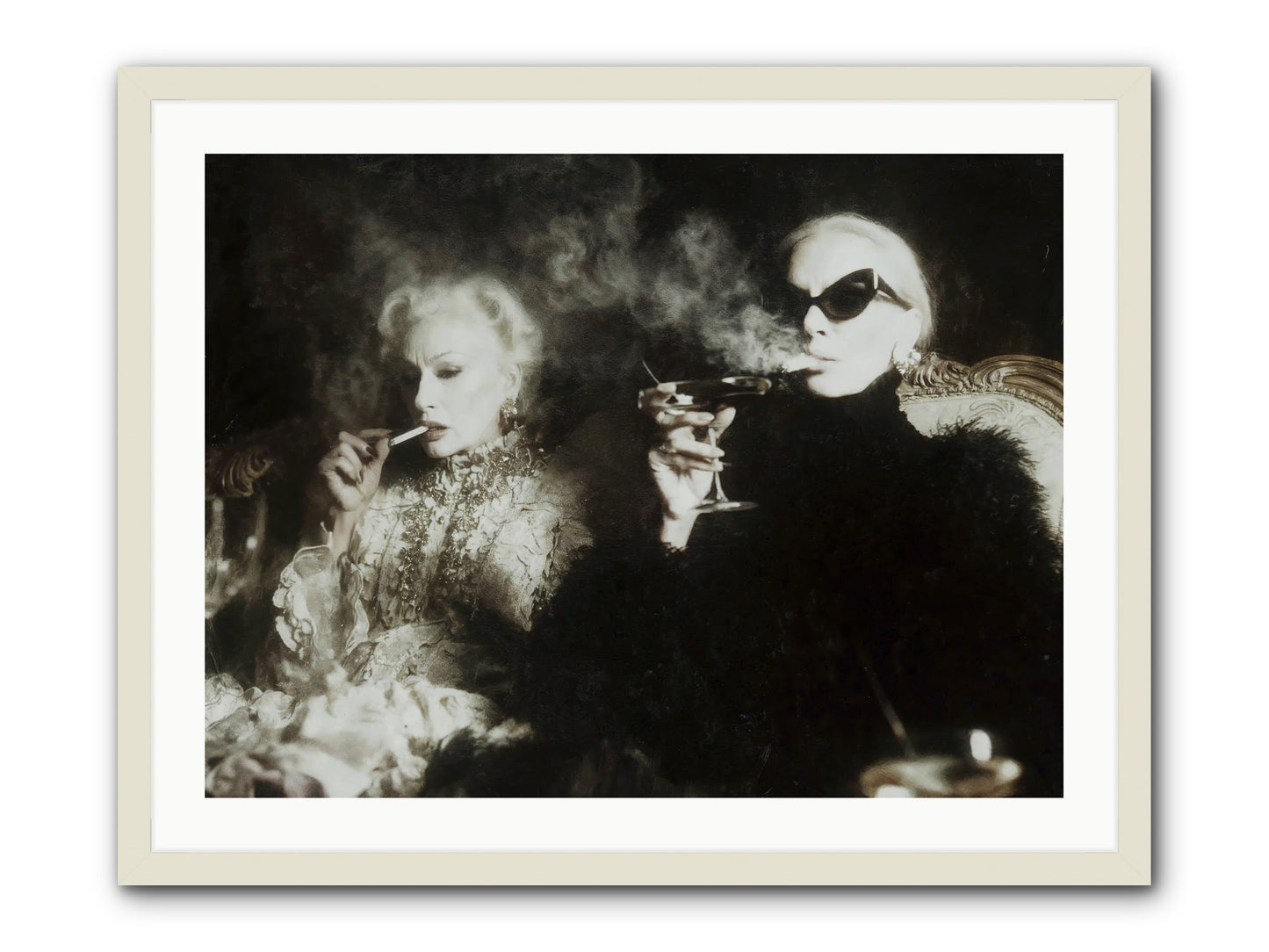 Smoke and Sequins -- Framed Print - White 32x24