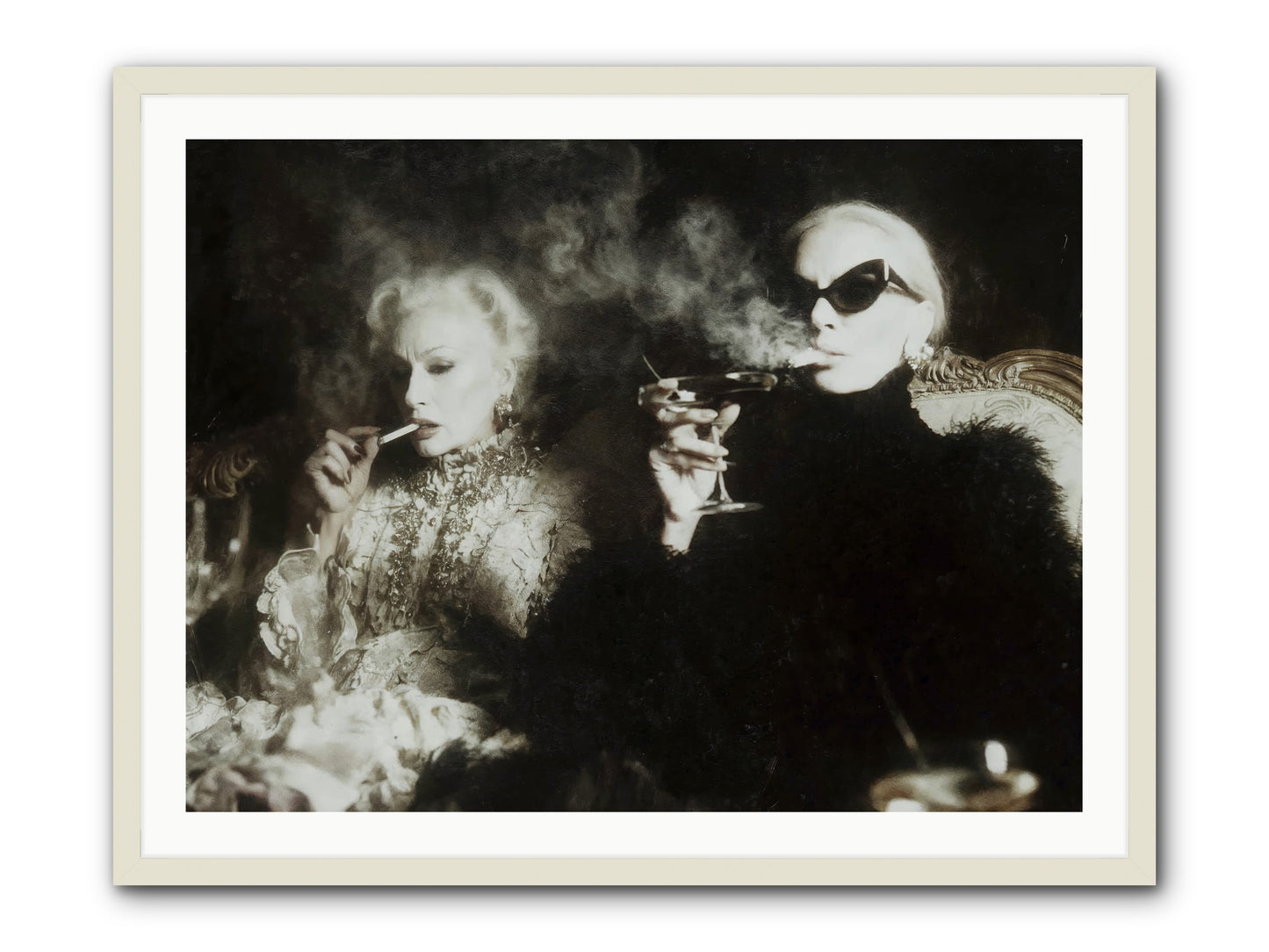 Smoke and Sequins -- Framed Print - White 40x30