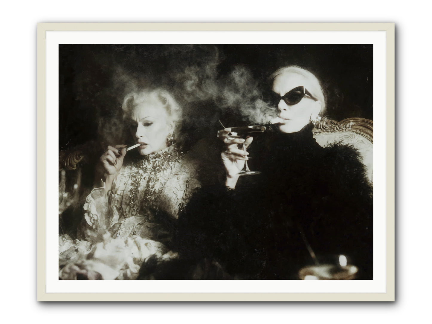 Smoke and Sequins -- Framed Print - White 48x36