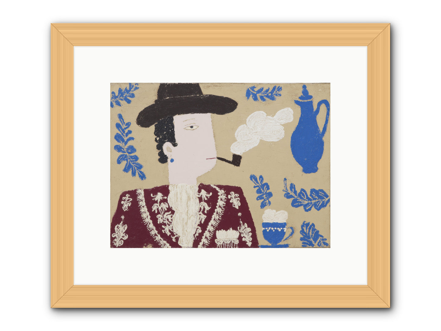 Smoking Jacket, No Cigarettes -- Framed Print - Natural 12x9