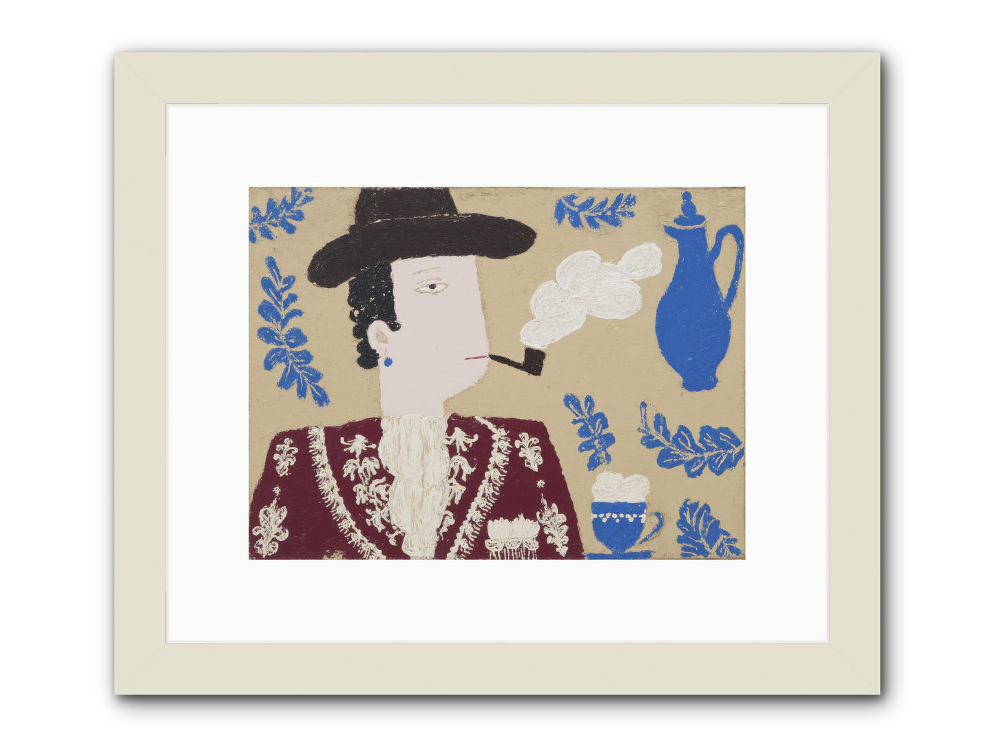 Smoking Jacket, No Cigarettes -- Framed Print - White 12x9