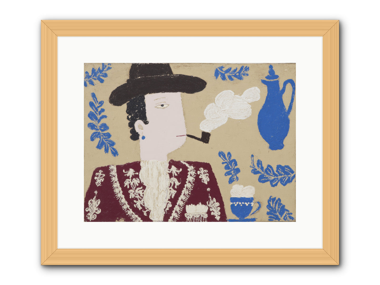 Smoking Jacket, No Cigarettes -- Framed Print - Natural 16x12