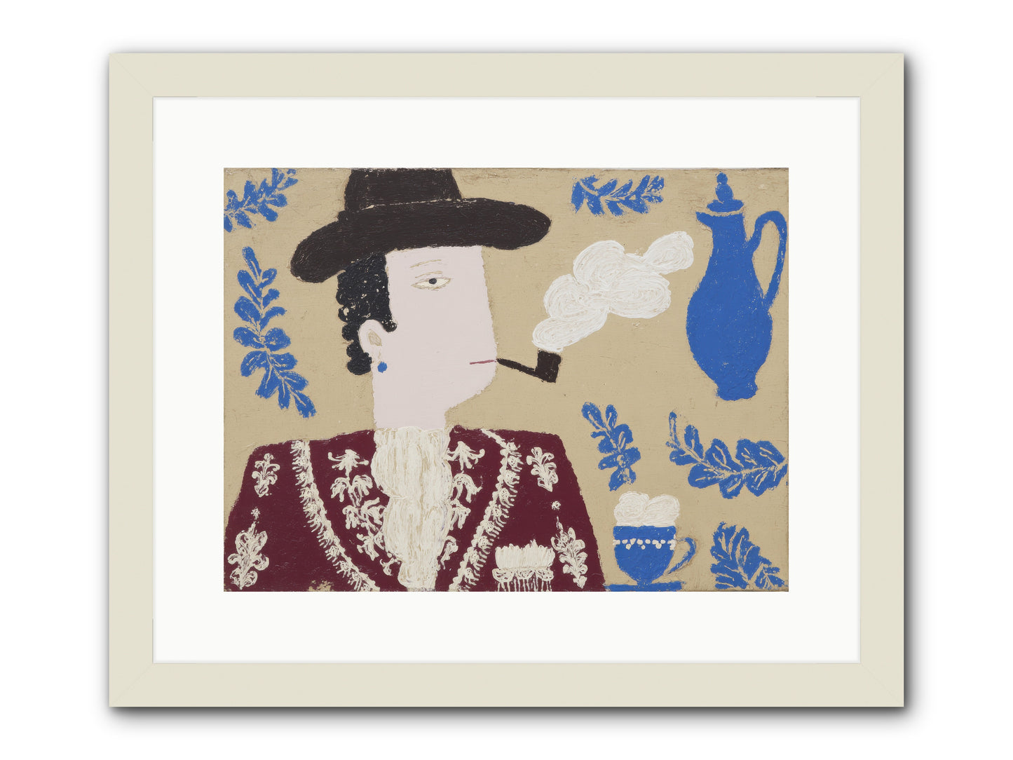 Smoking Jacket, No Cigarettes -- Framed Print - White 16x12