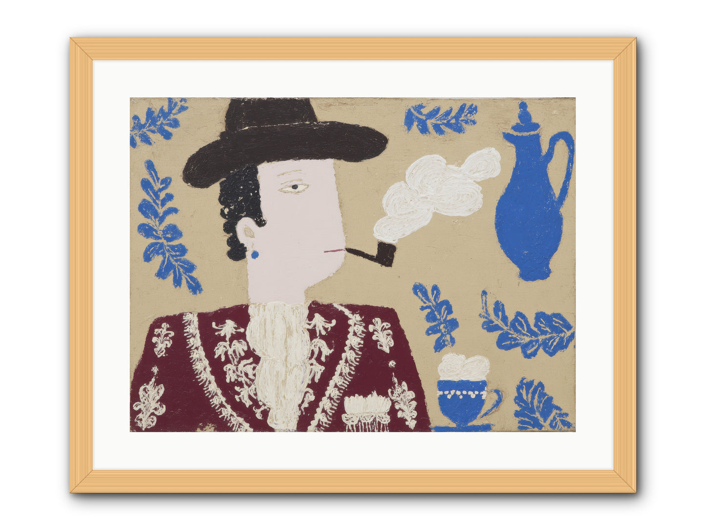 Smoking Jacket, No Cigarettes -- Framed Print - Natural 24x18