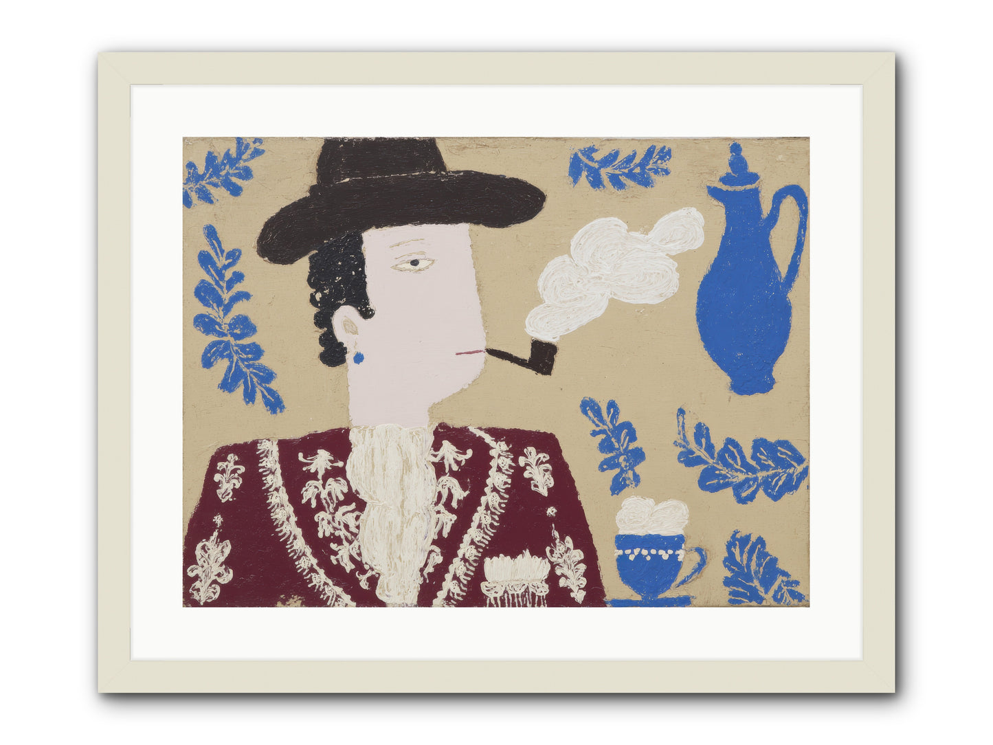 Smoking Jacket, No Cigarettes -- Framed Print - White 24x18