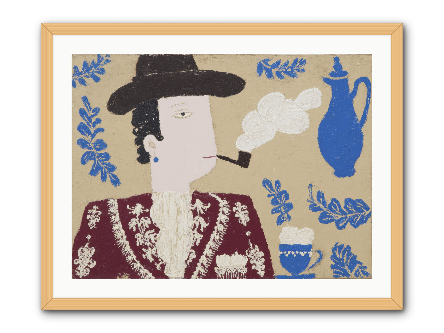 Smoking Jacket, No Cigarettes -- Framed Print - Natural 32x24
