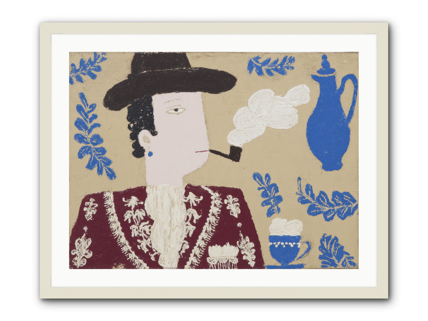 Smoking Jacket, No Cigarettes -- Framed Print - White 32x24