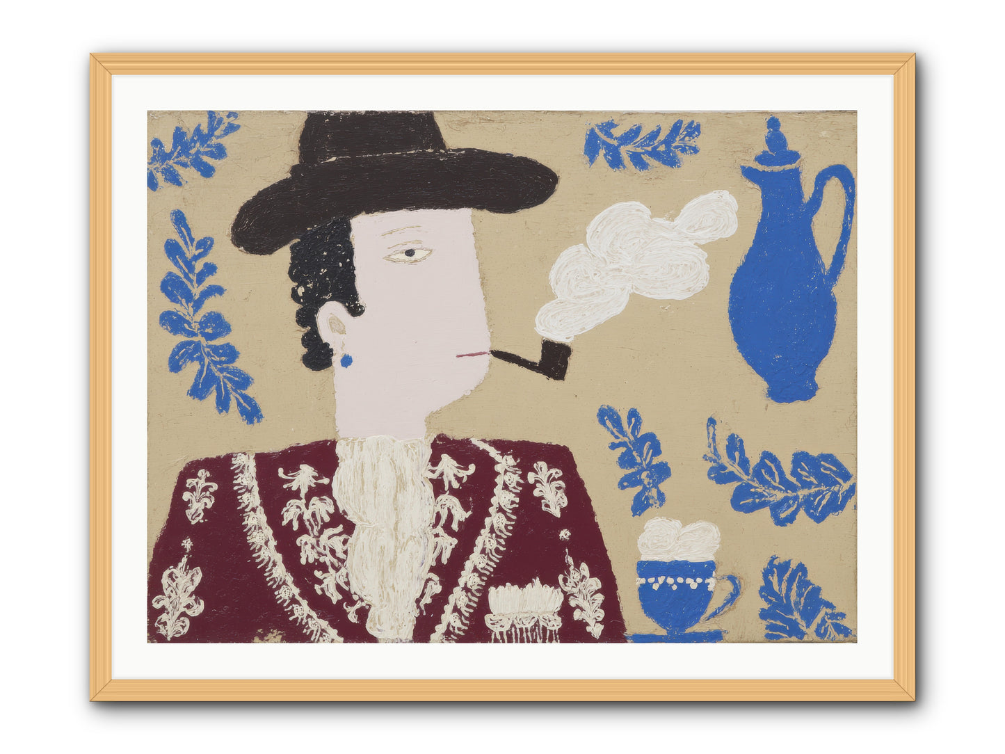 Smoking Jacket, No Cigarettes -- Framed Print - Natural 40x30