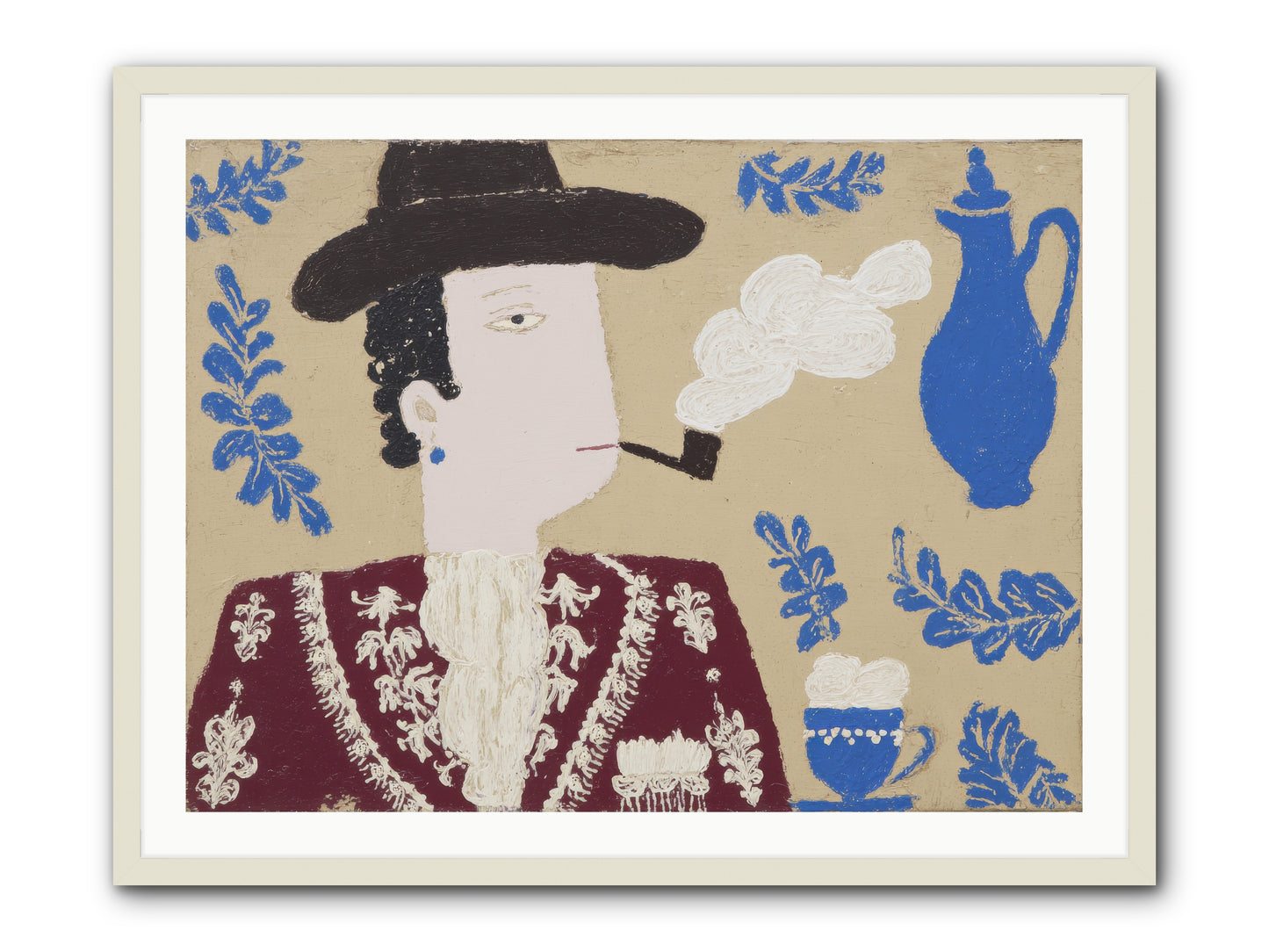 Smoking Jacket, No Cigarettes -- Framed Print - White 40x30