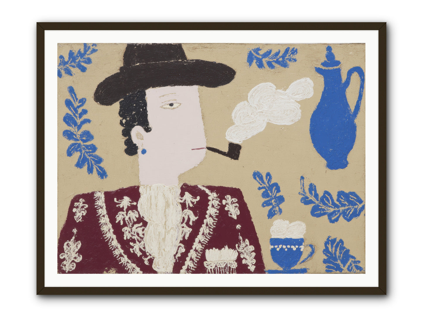 Smoking Jacket, No Cigarettes -- Framed Print - Black 48x36