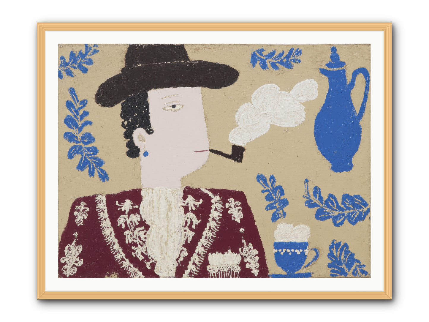 Smoking Jacket, No Cigarettes -- Framed Print - Natural 48x36