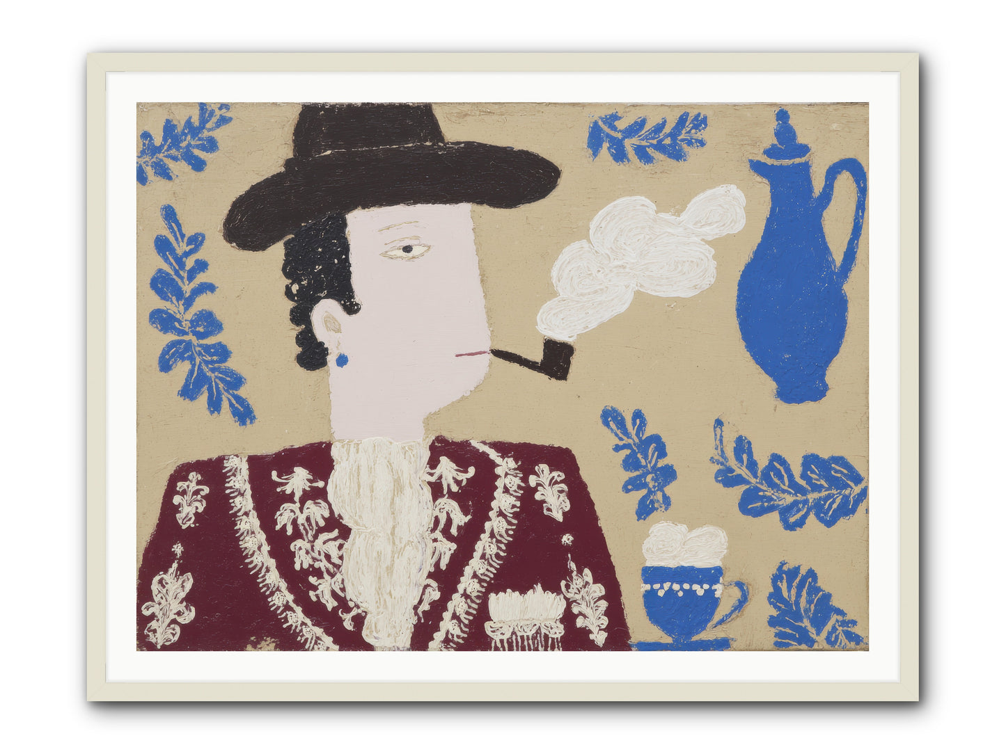 Smoking Jacket, No Cigarettes -- Framed Print - White 48x36