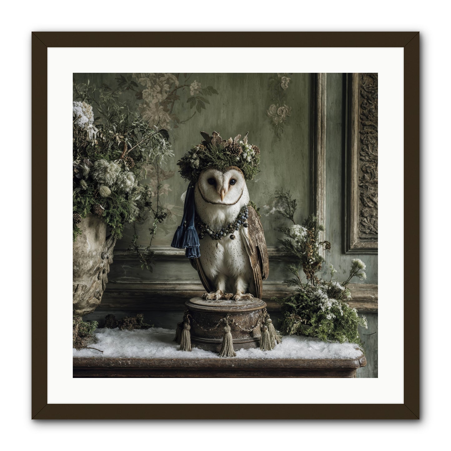 Snowfall Sentinel -- Framed Print - Black 24x24