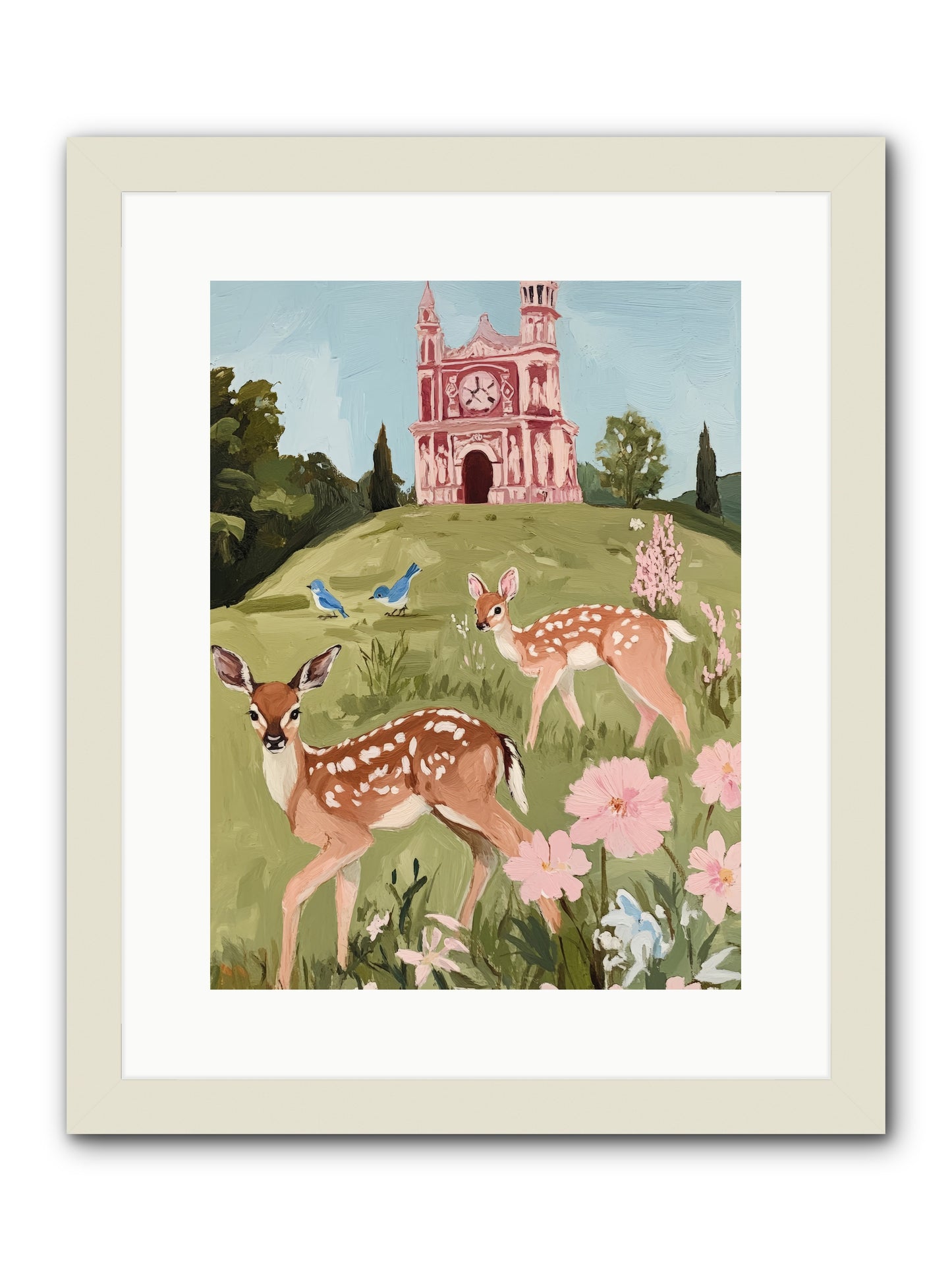 Soft Hooves Tell TimeRez2 -- Framed Print - White 12x16