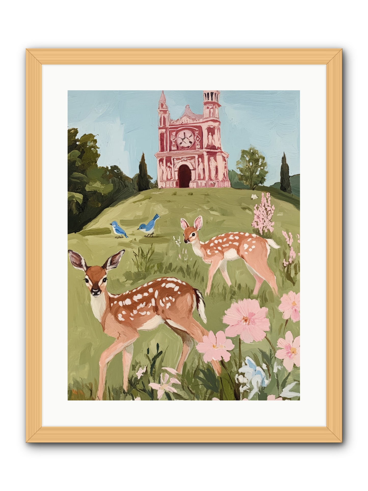 Soft Hooves Tell TimeRez2 -- Framed Print - Natural 18x24