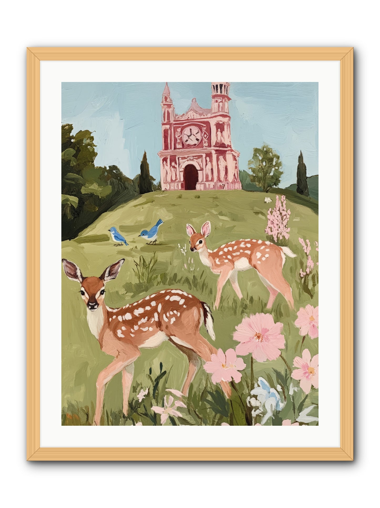 Soft Hooves Tell TimeRez2 -- Framed Print - Natural 24x32