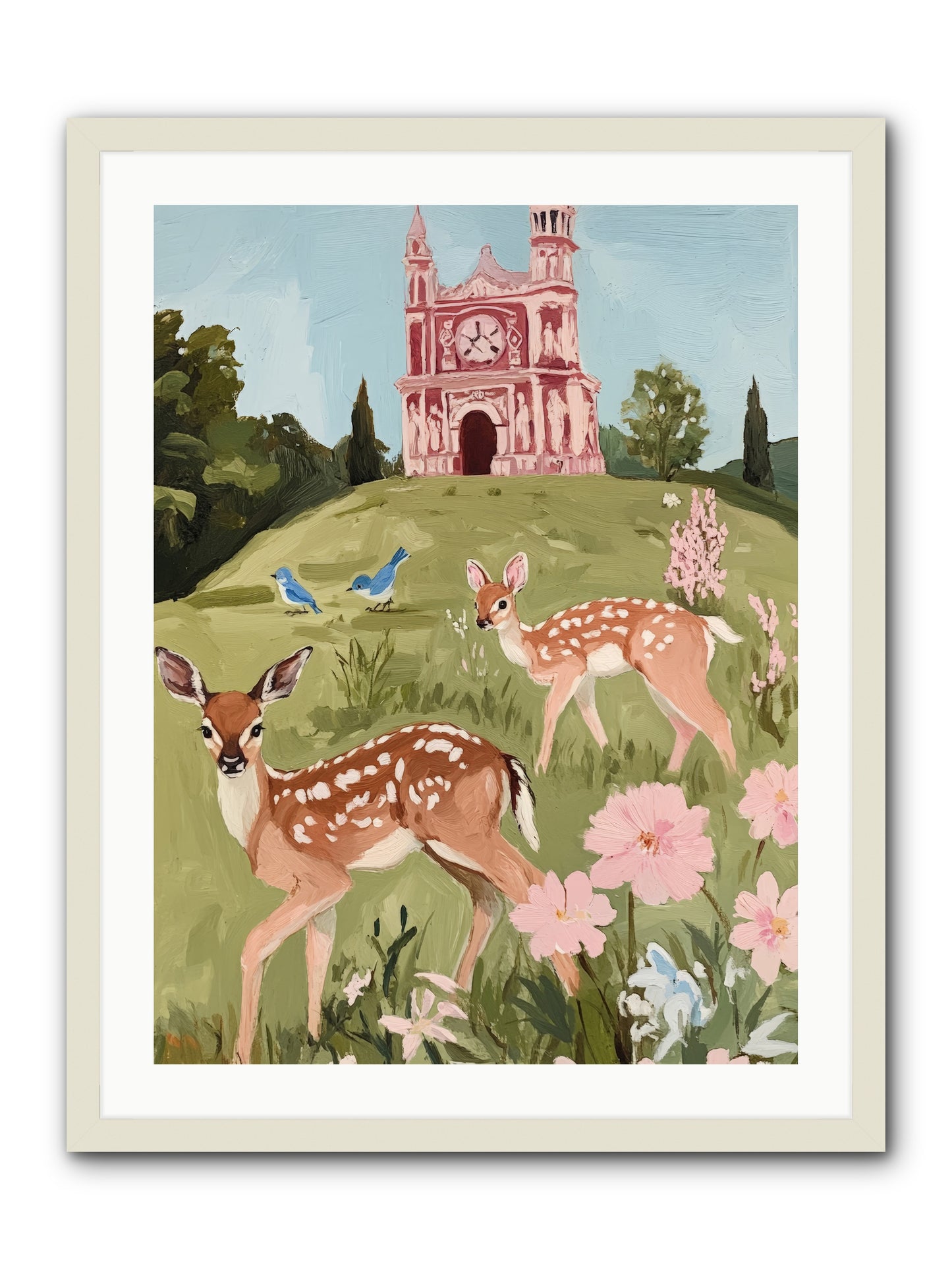 Soft Hooves Tell TimeRez2 -- Framed Print - White 24x32