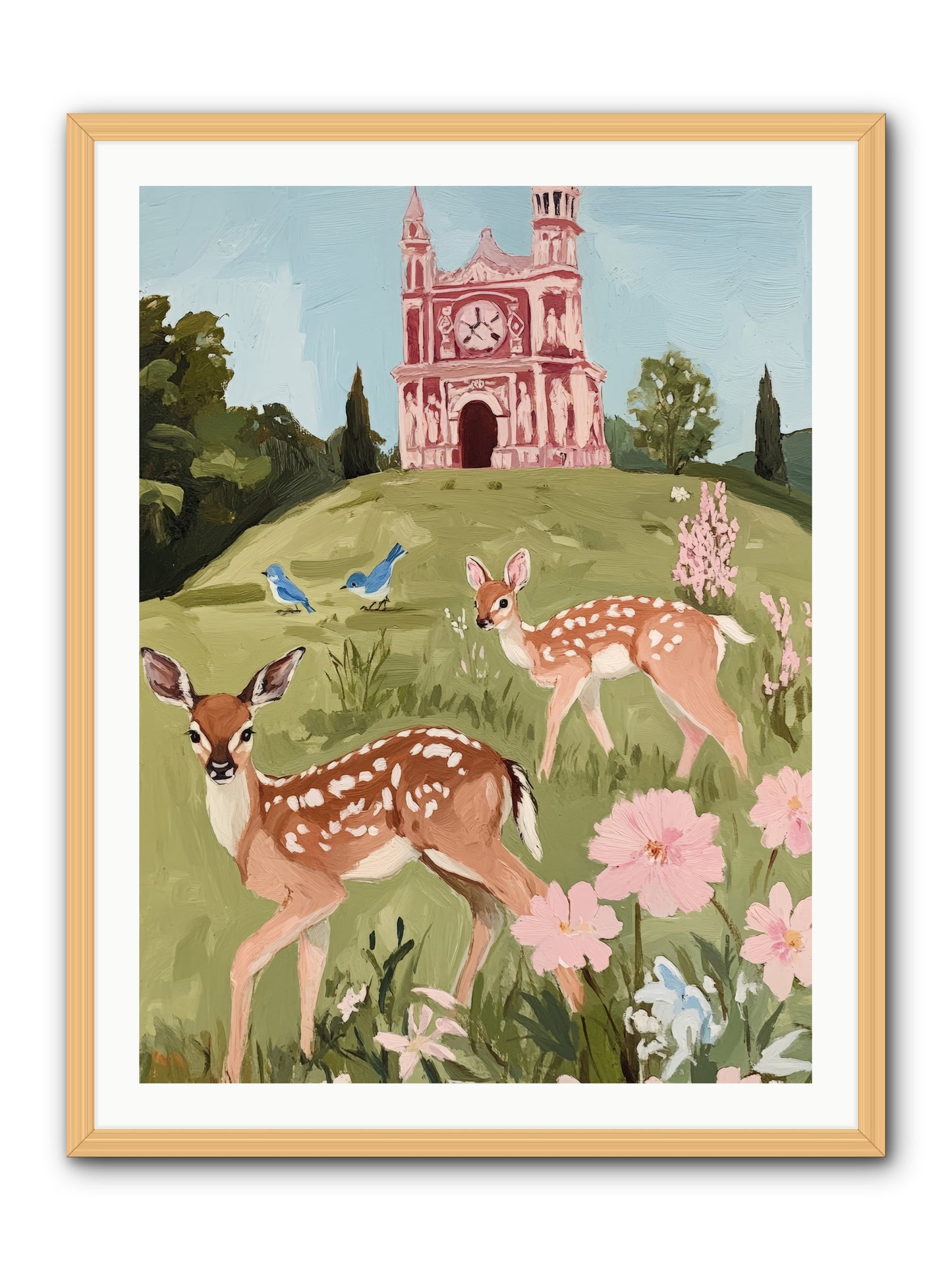 Soft Hooves Tell TimeRez2 -- Framed Print - Natural 30x40