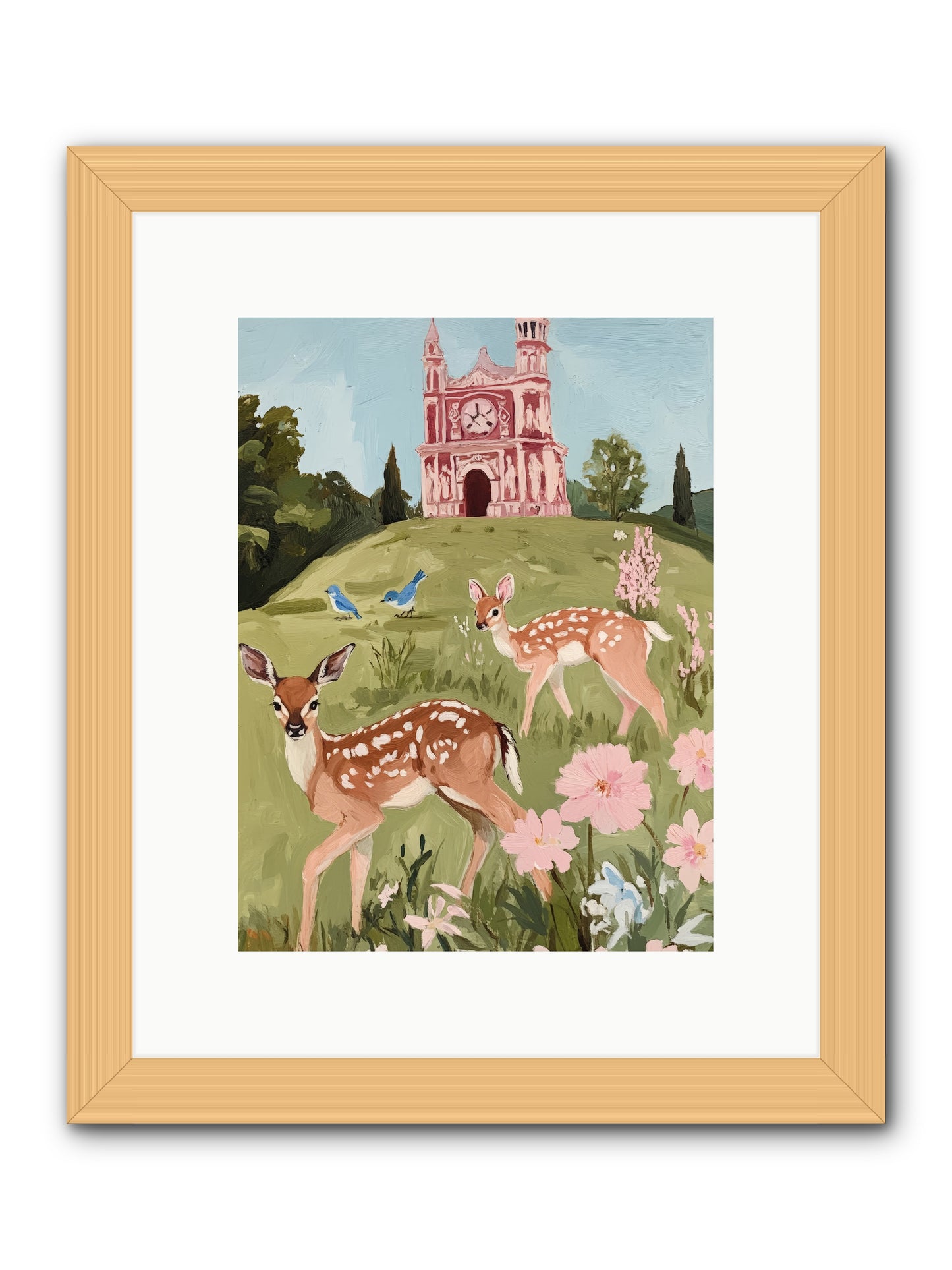 Soft Hooves Tell TimeRez2 -- Framed Print - Natural 9x12
