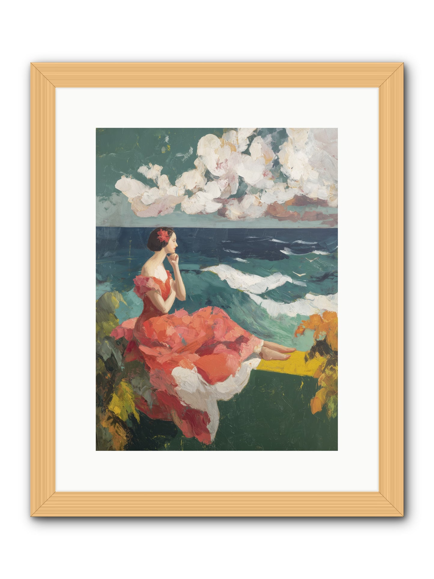 Sorrento Seascapes -- Framed Print - Natural 12x16