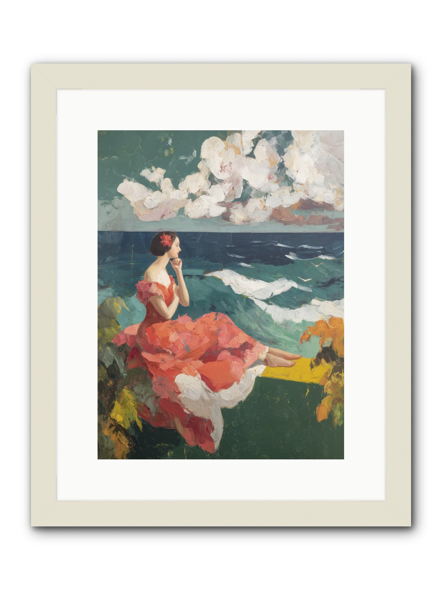 Sorrento Seascapes -- Framed Print - White 12x16
