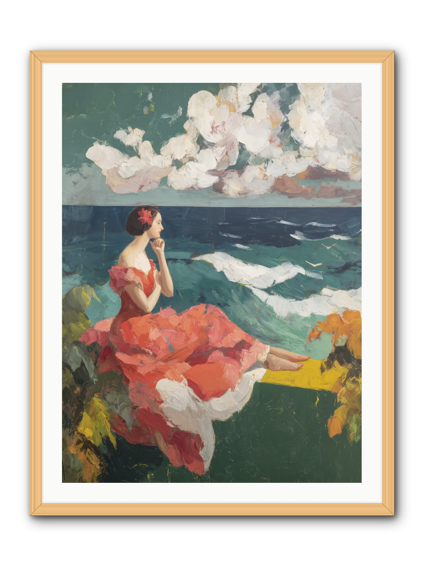 Sorrento Seascapes -- Framed Print - Natural 30x40
