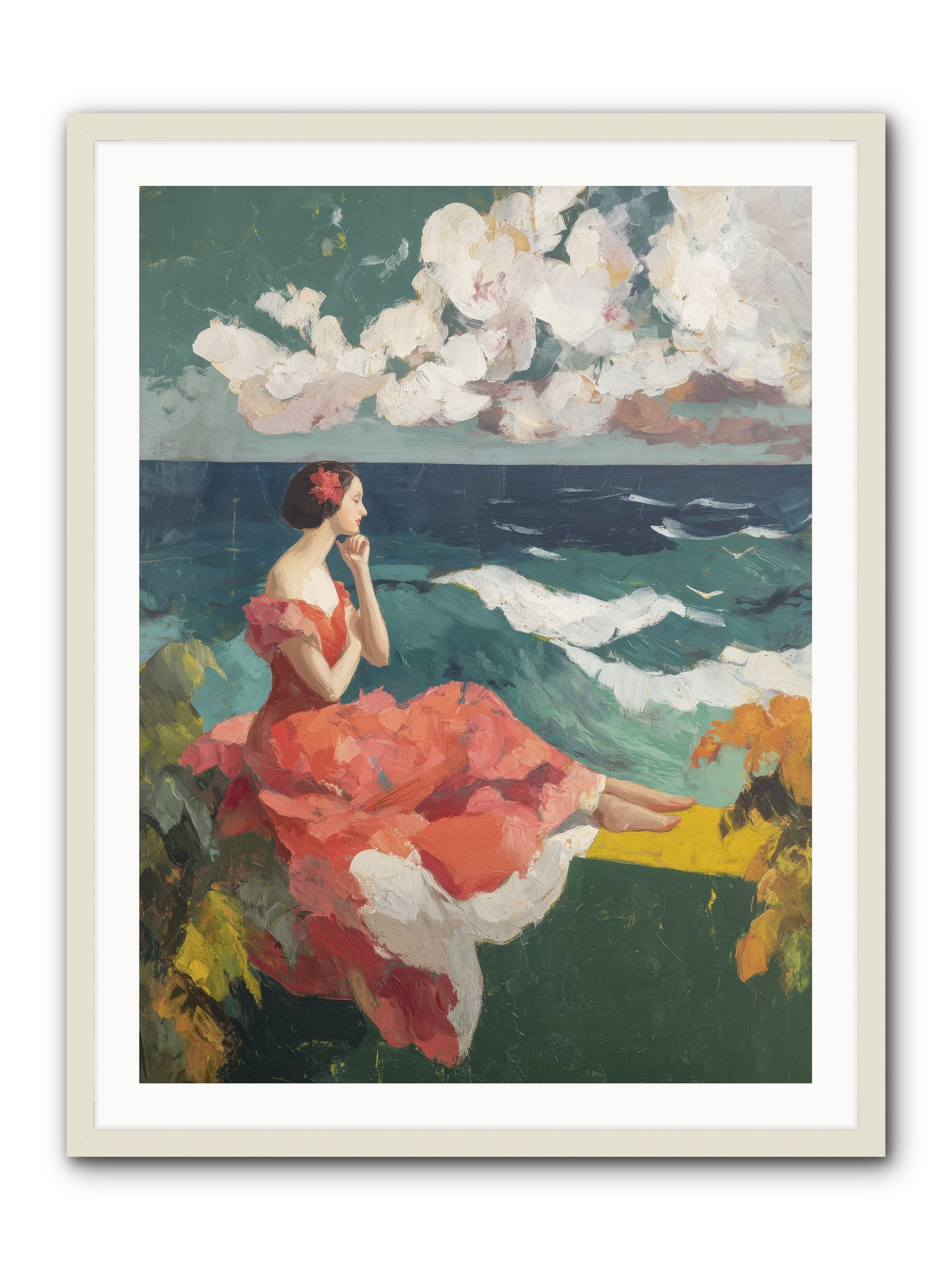 Sorrento Seascapes -- Framed Print - White 30x40