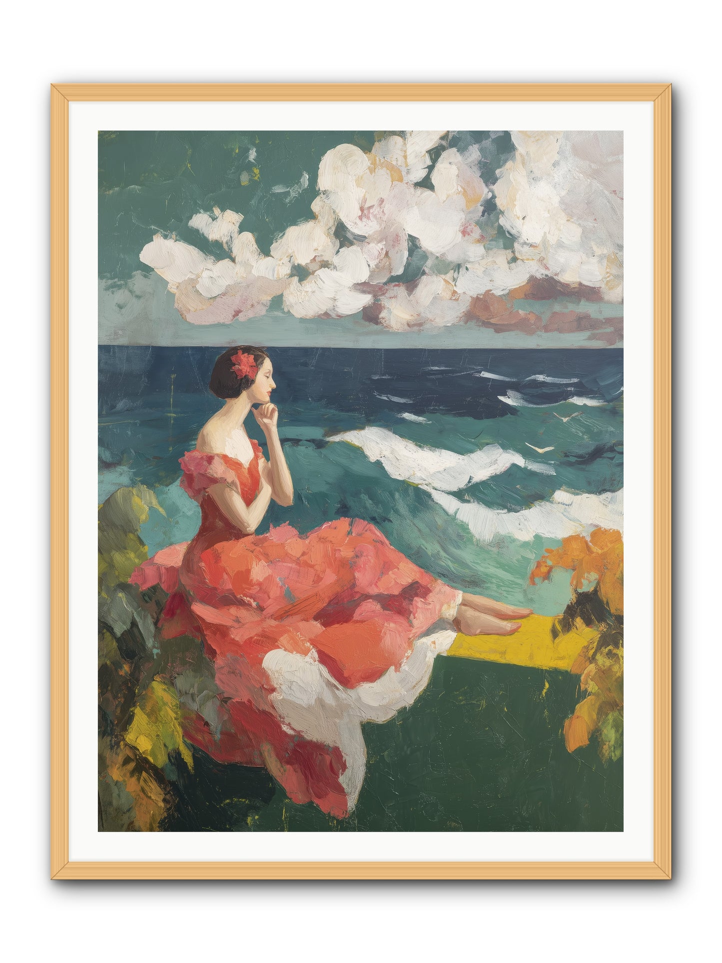Sorrento Seascapes -- Framed Print - Natural 36x48