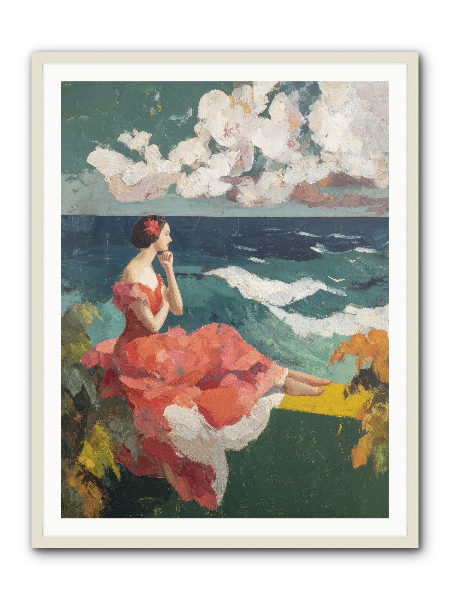 Sorrento Seascapes -- Framed Print - White 36x48