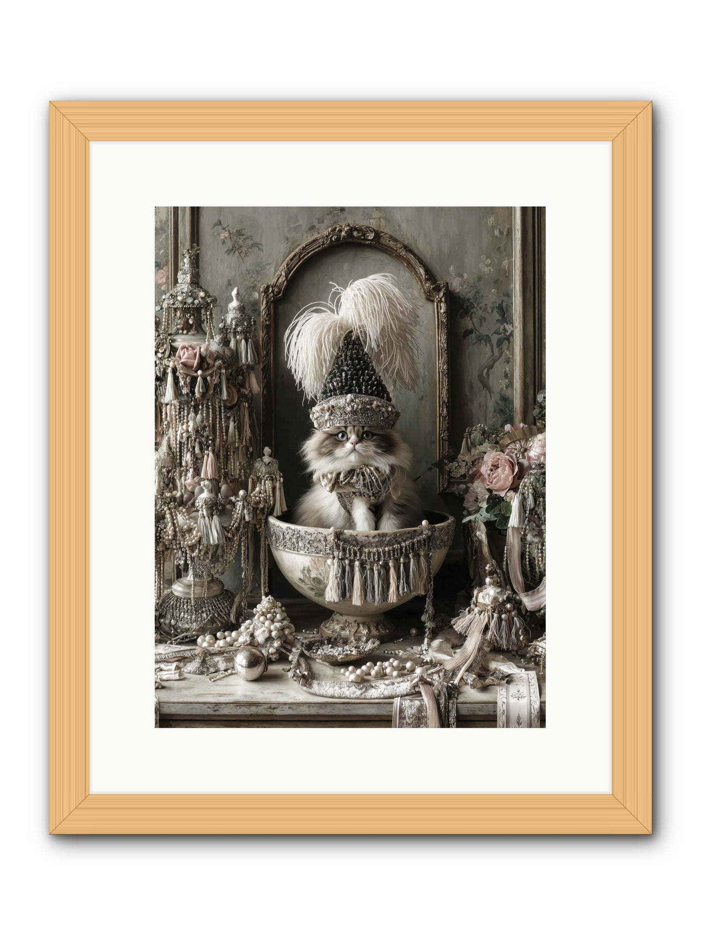 Sparkling Whiskers & Purrs -- Framed Print - Natural 12x16