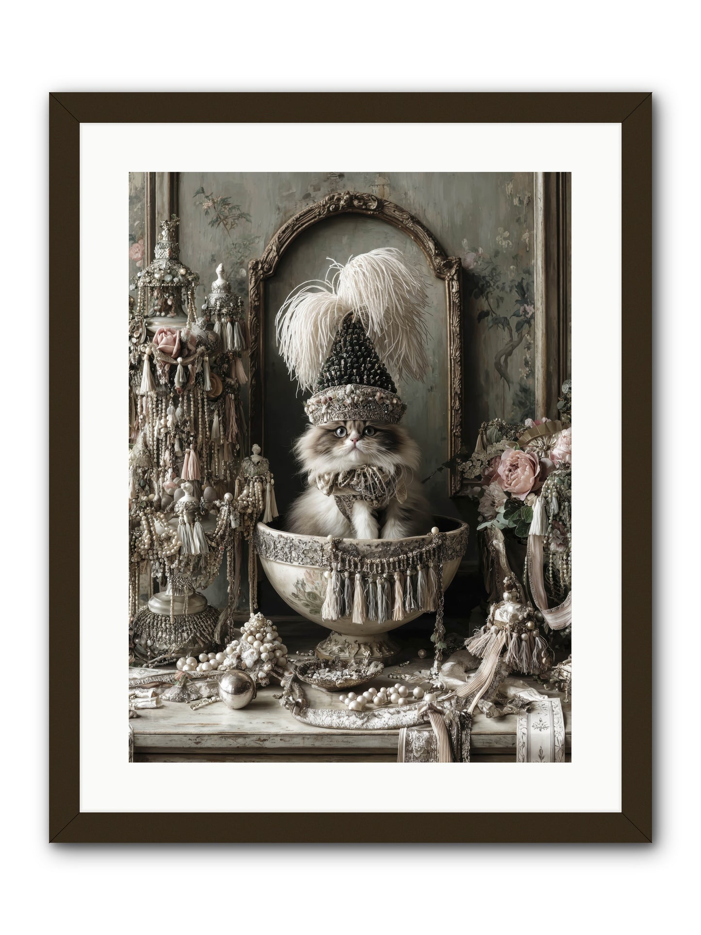 Sparkling Whiskers & Purrs -- Framed Print - Black 18x24