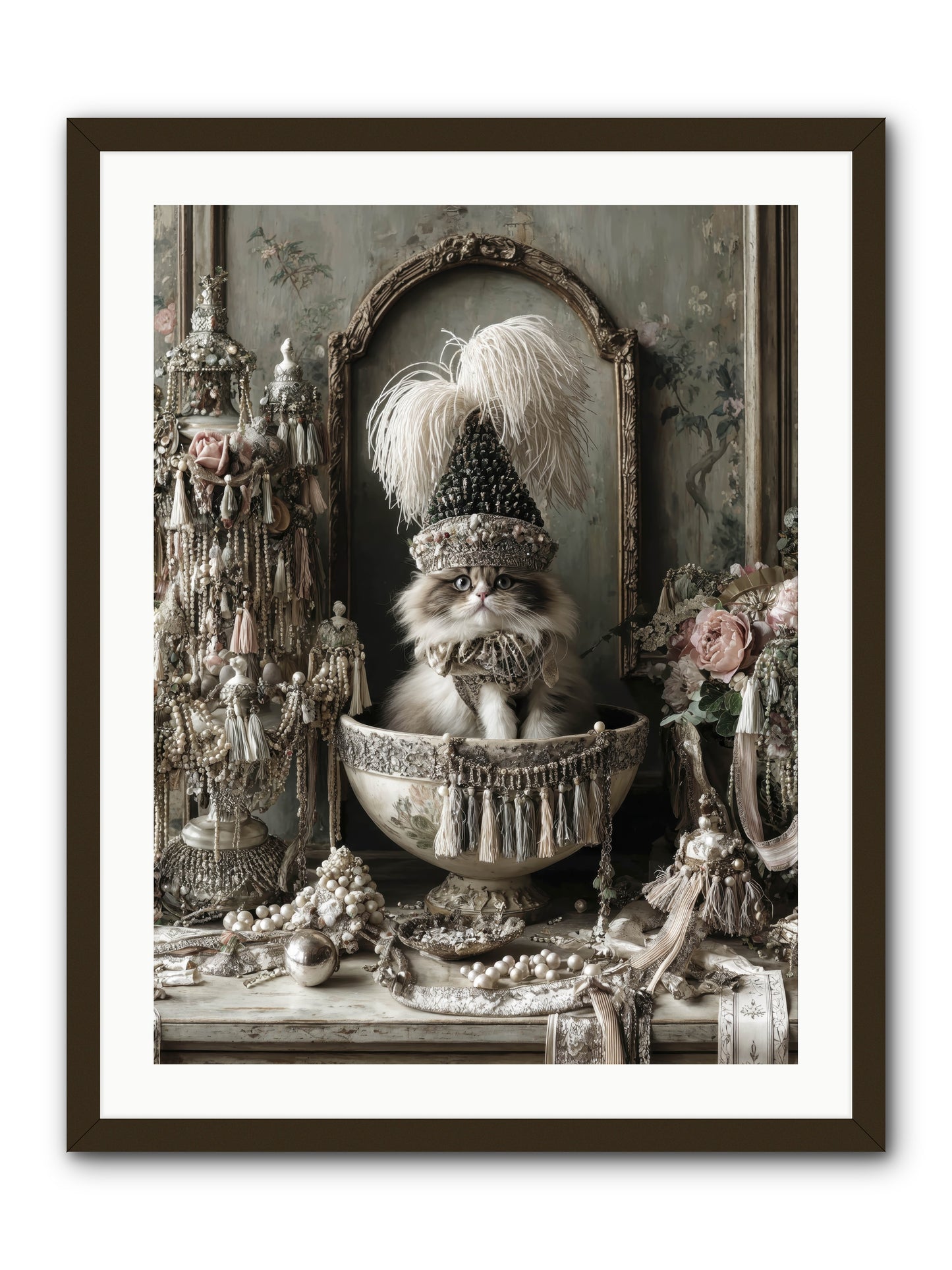 Sparkling Whiskers & Purrs -- Framed Print - Black 24x32