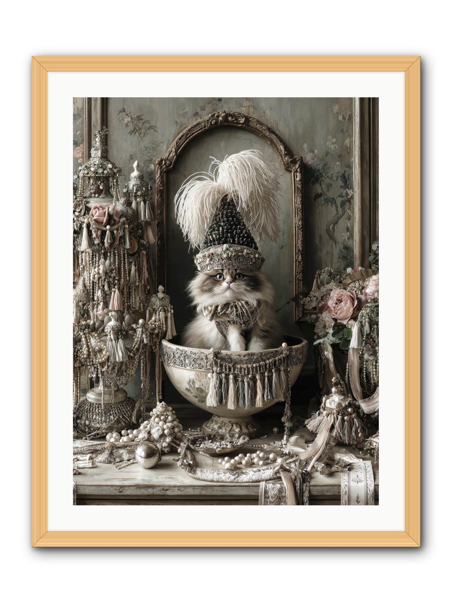 Sparkling Whiskers & Purrs -- Framed Print - Natural 24x32