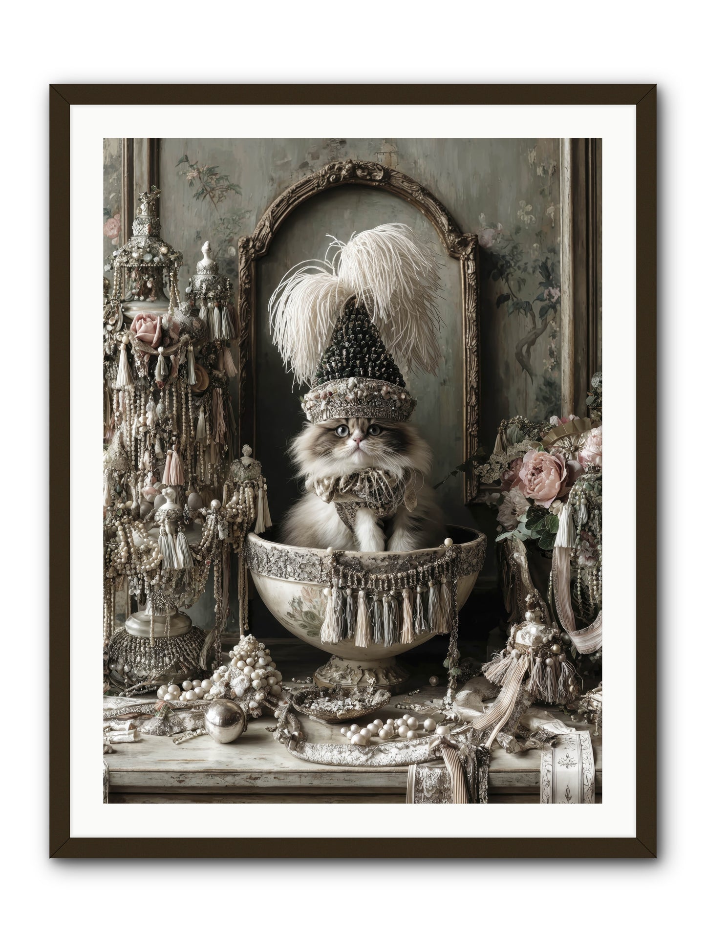 Sparkling Whiskers & Purrs -- Framed Print - Black 30x40