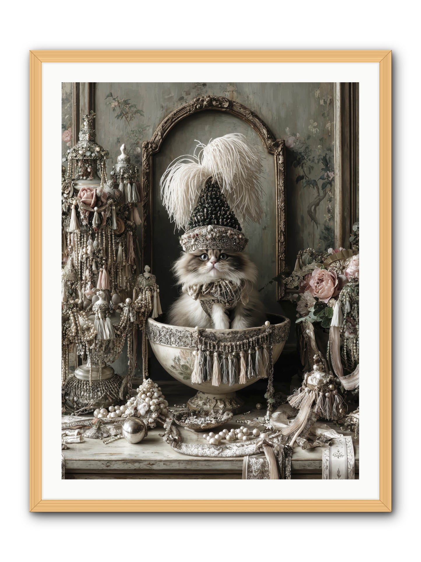 Sparkling Whiskers & Purrs -- Framed Print - Natural 30x40