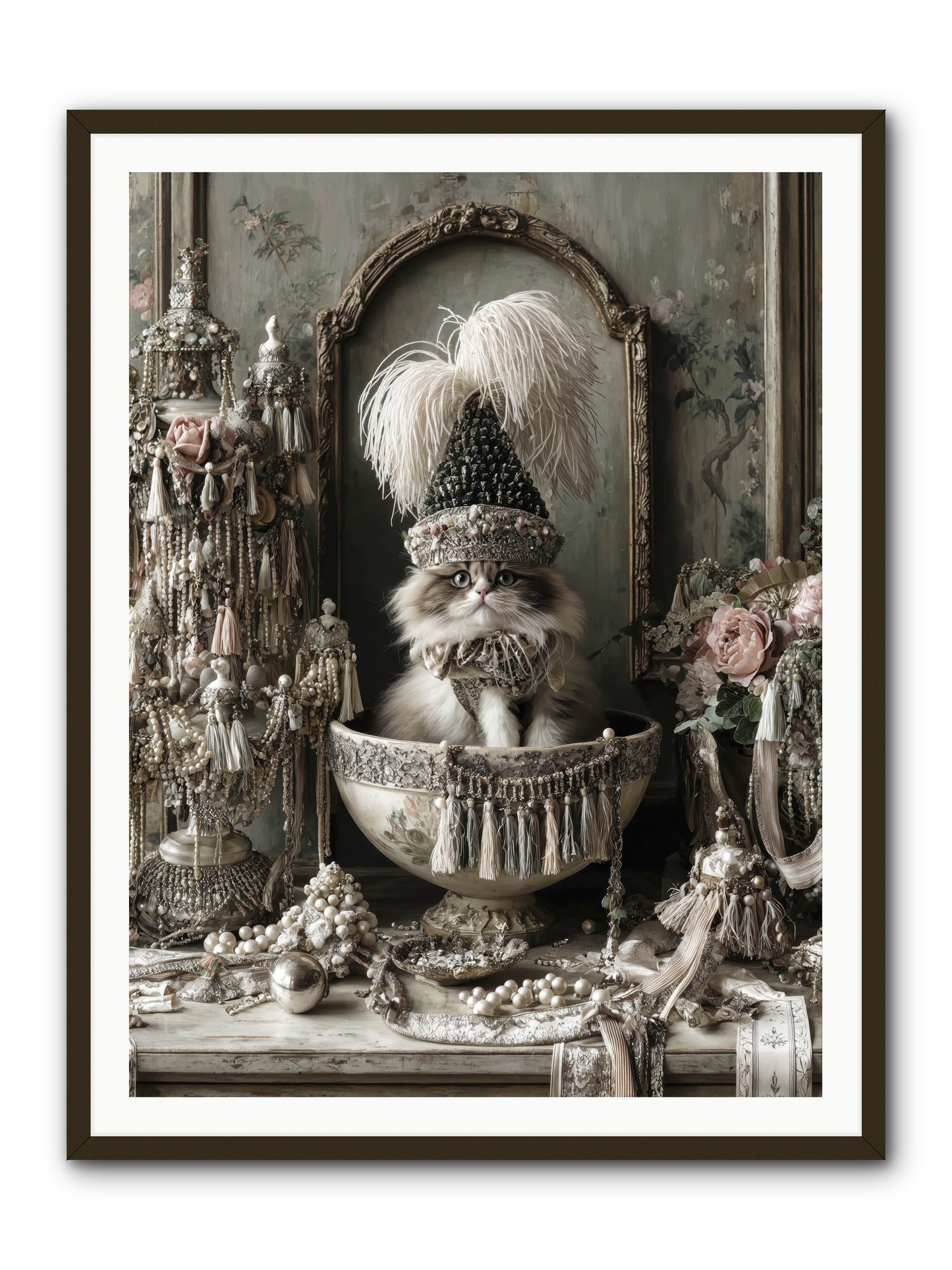 Sparkling Whiskers & Purrs -- Framed Print - Black 36x48