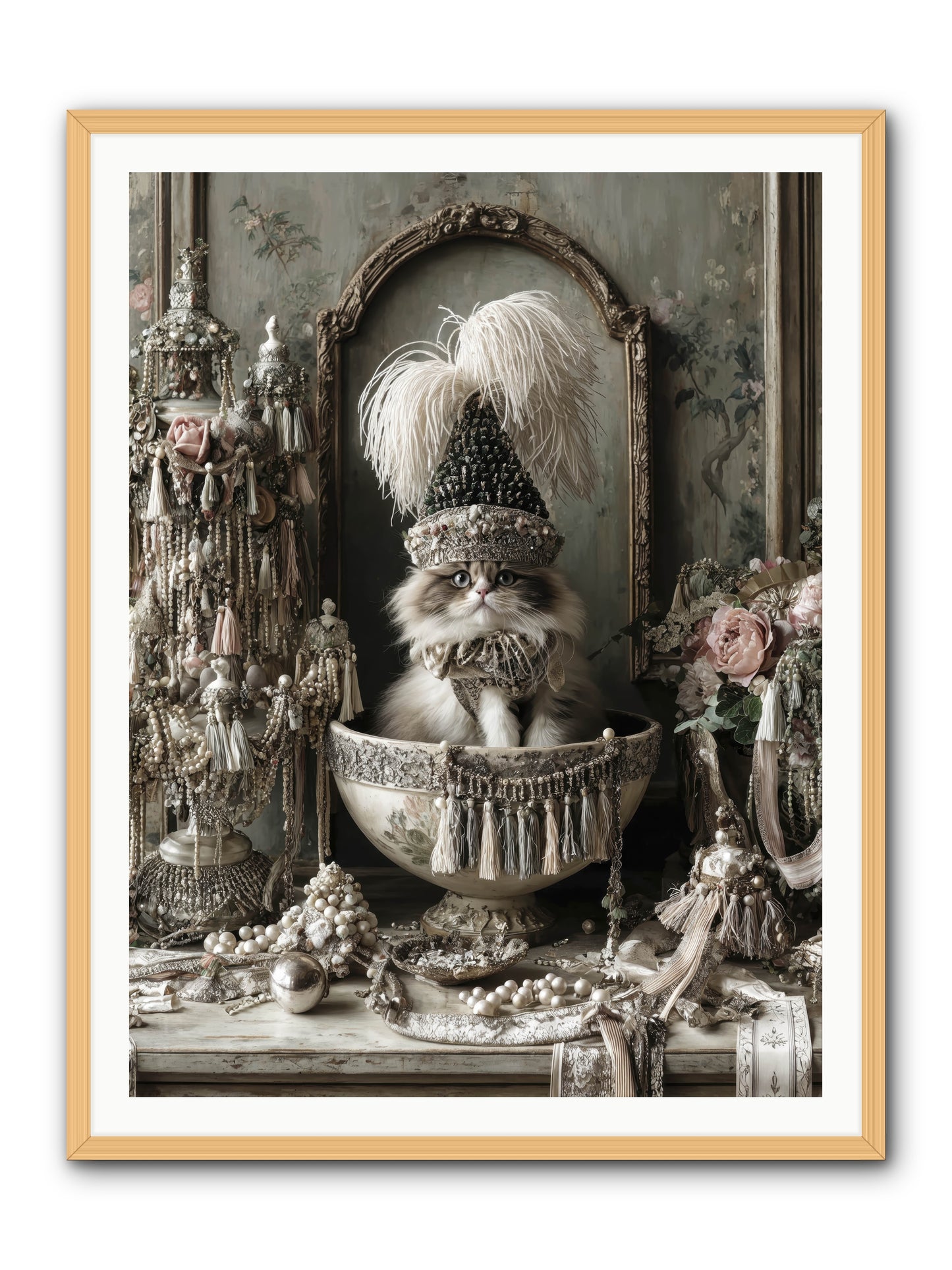 Sparkling Whiskers & Purrs -- Framed Print - Natural 36x48