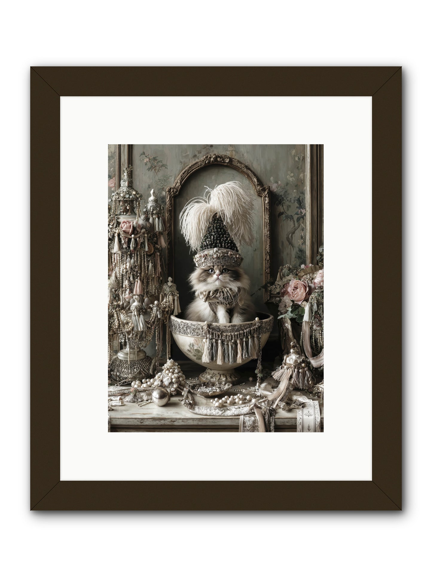 Sparkling Whiskers & Purrs -- Framed Print - Black 9x12