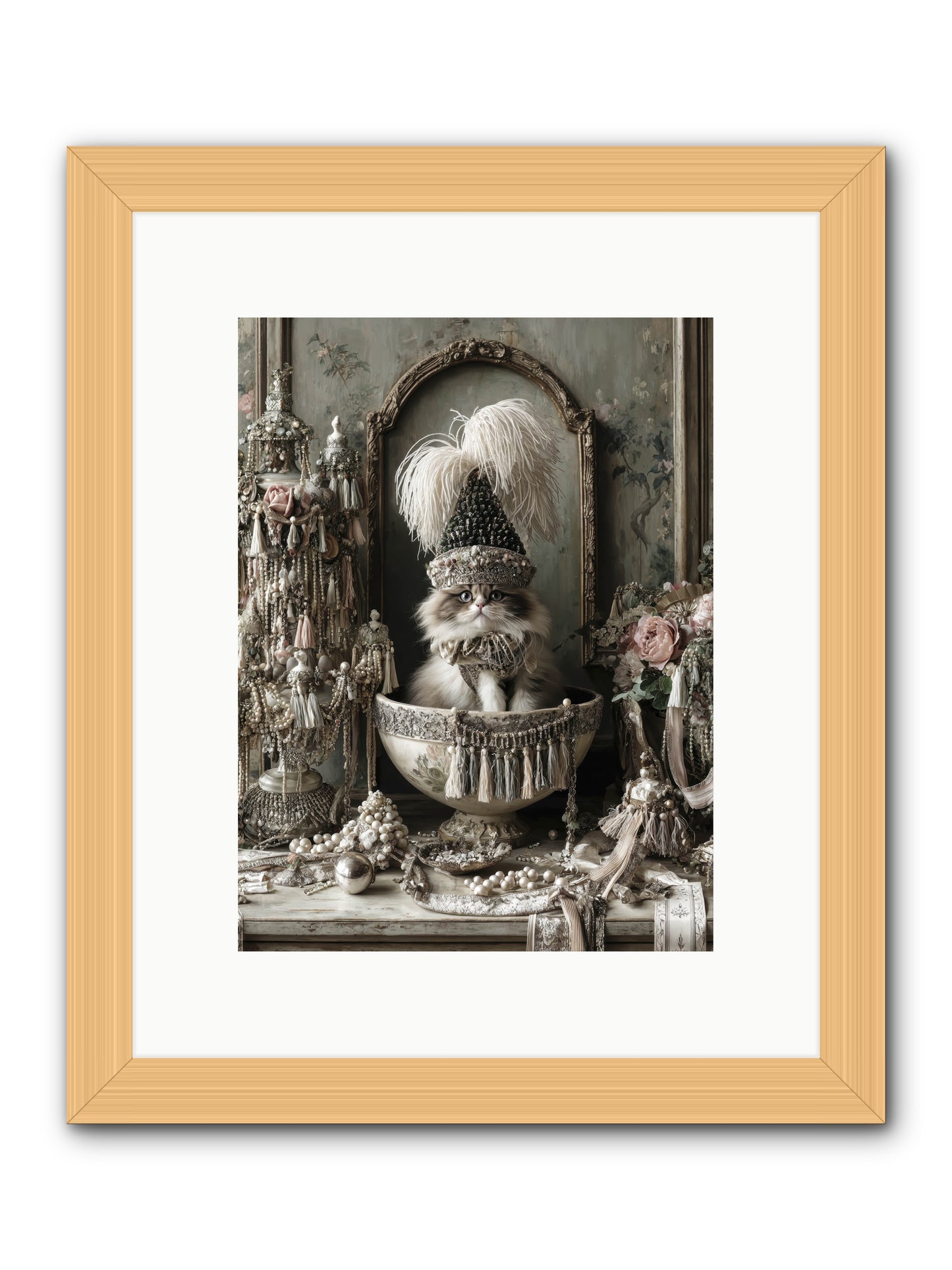 Sparkling Whiskers & Purrs -- Framed Print - Natural 9x12