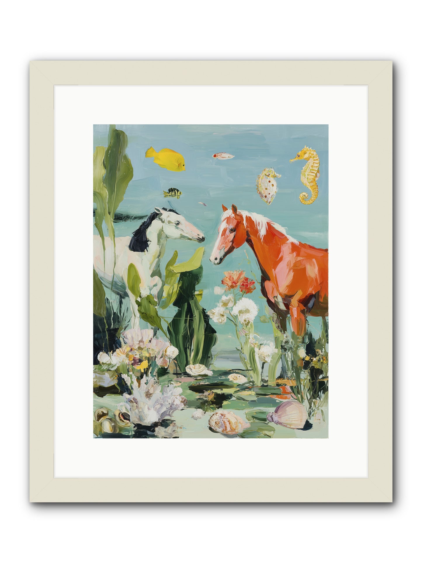 Stallions of the Deep -- Framed Print - White 12x16