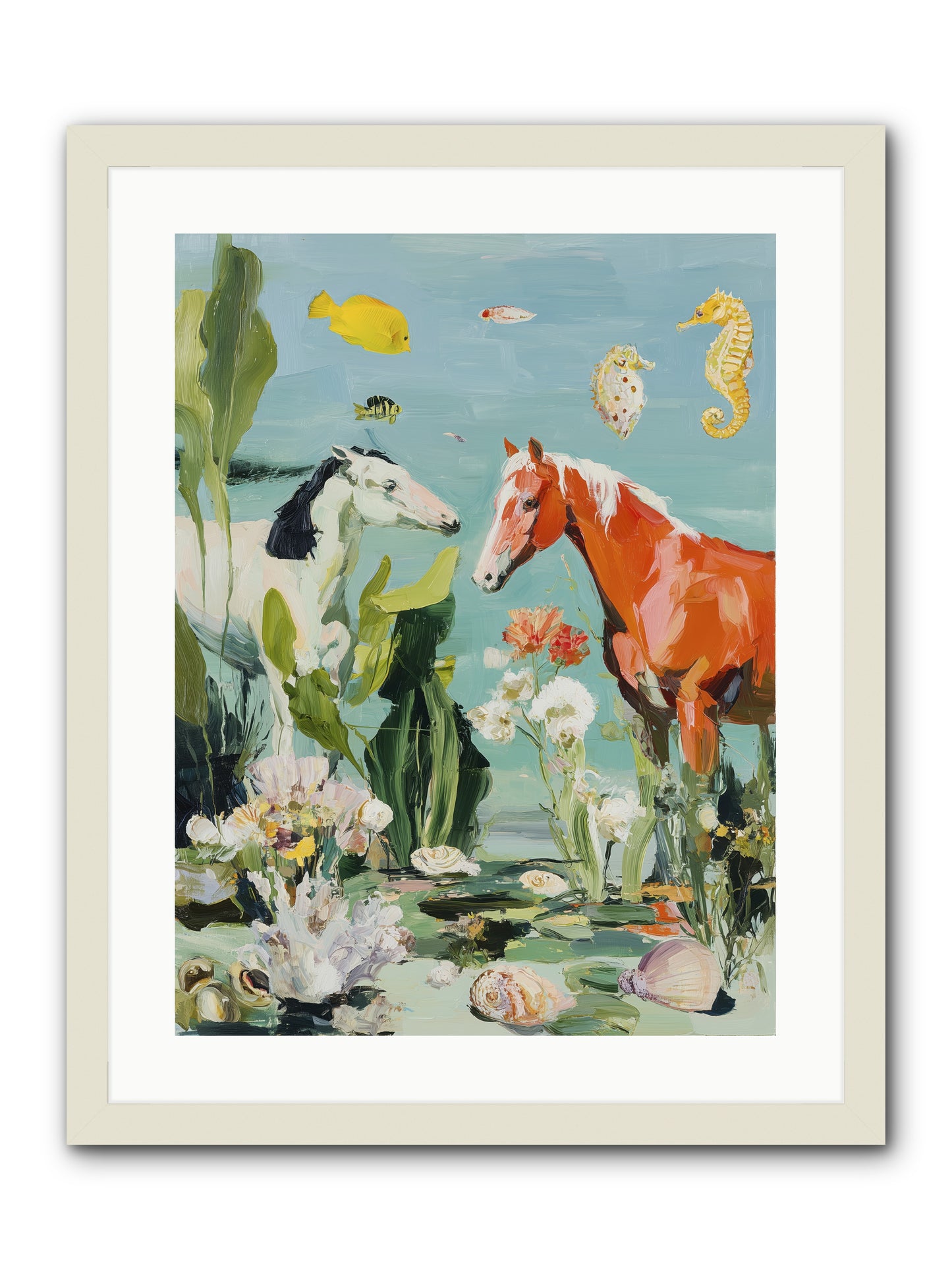 Stallions of the Deep -- Framed Print - White 18x24