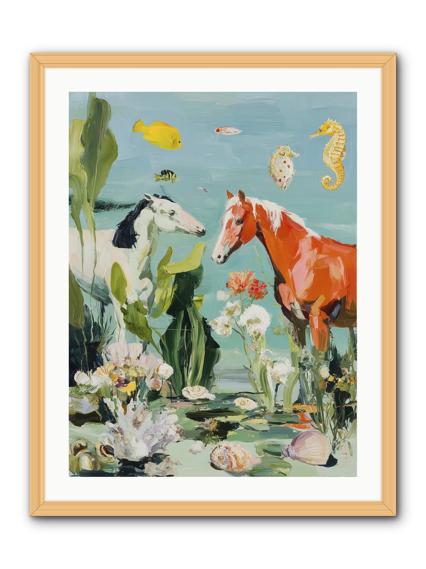 Stallions of the Deep -- Framed Print - Natural 24x32
