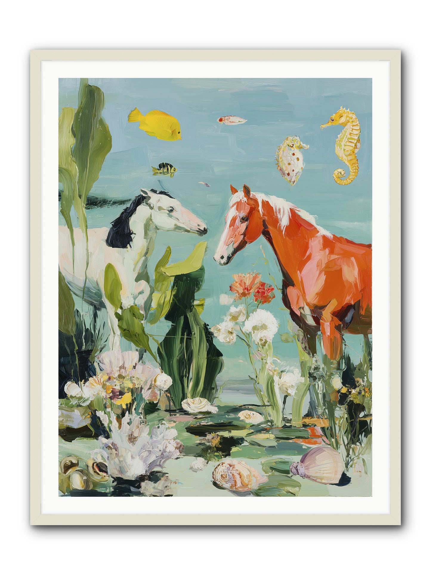 Stallions of the Deep -- Framed Print - White 36x48