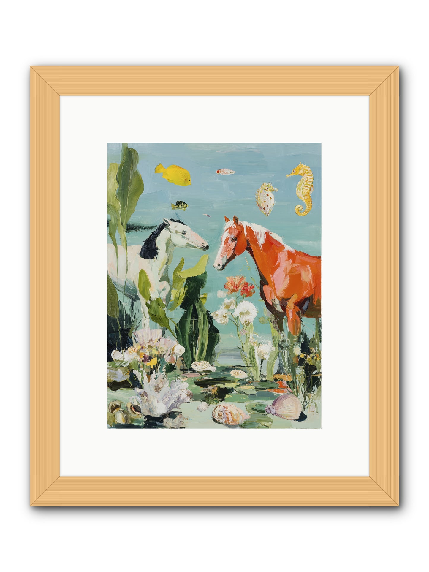 Stallions of the Deep -- Framed Print - Natural 9x12