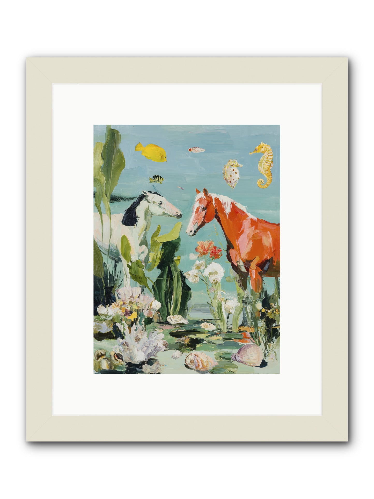 Stallions of the Deep -- Framed Print - White 9x12