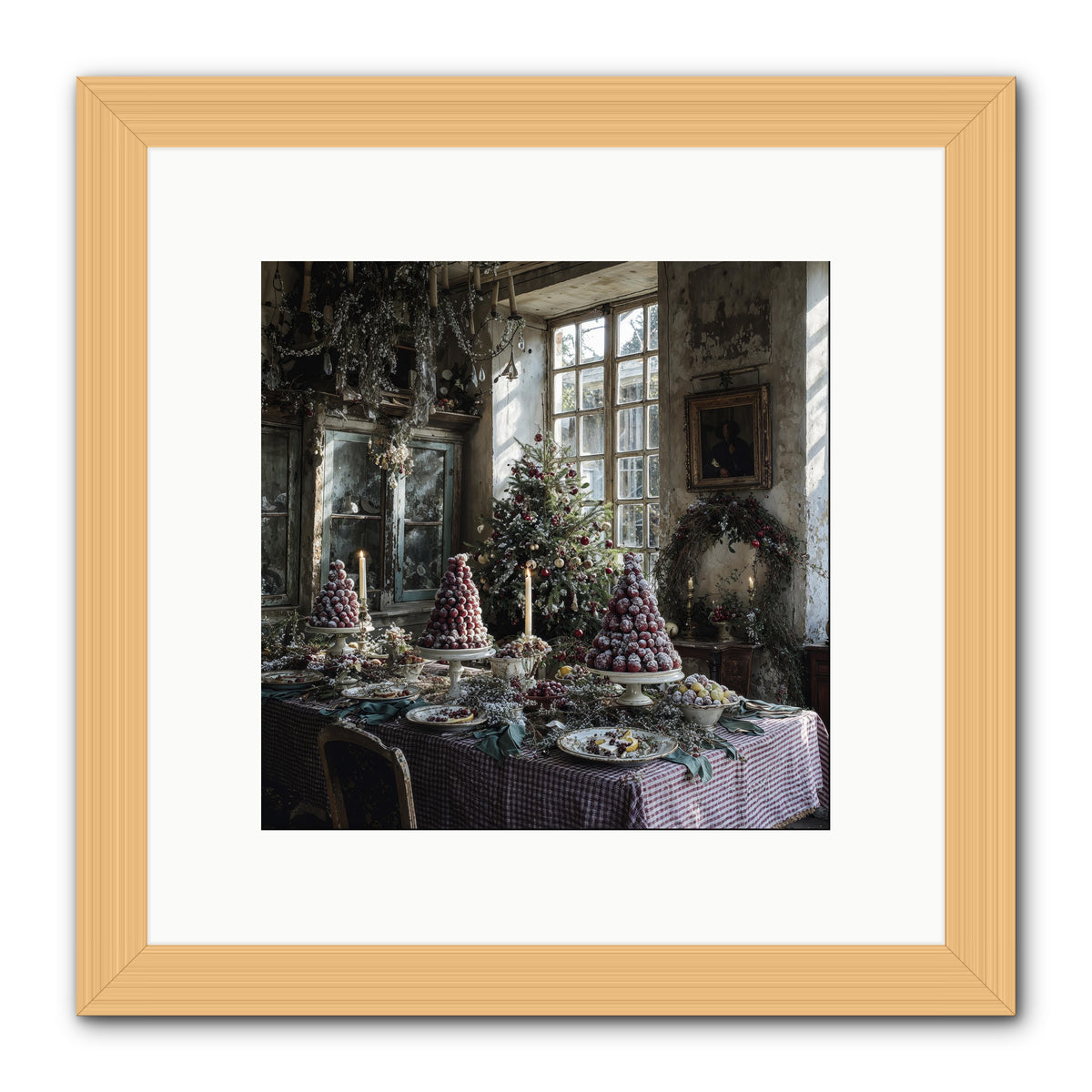 Stardust & Snowflakes -- Framed Print - Natural 10x10