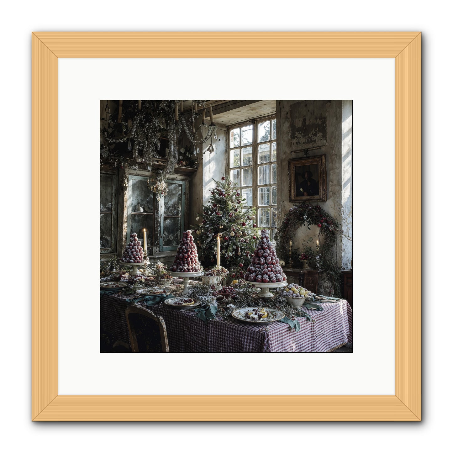 Stardust & Snowflakes -- Framed Print - Natural 12x12