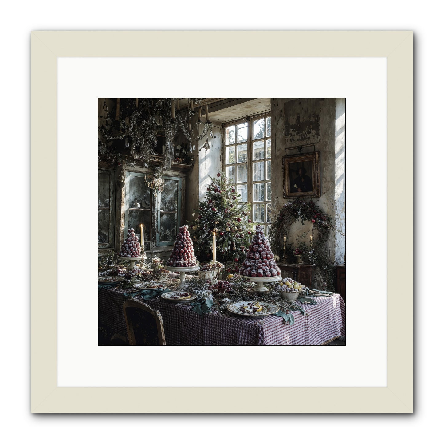 Stardust & Snowflakes -- Framed Print - White 12x12